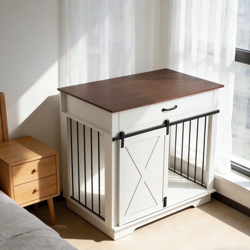 Wooden dog crate - wooden, furniture