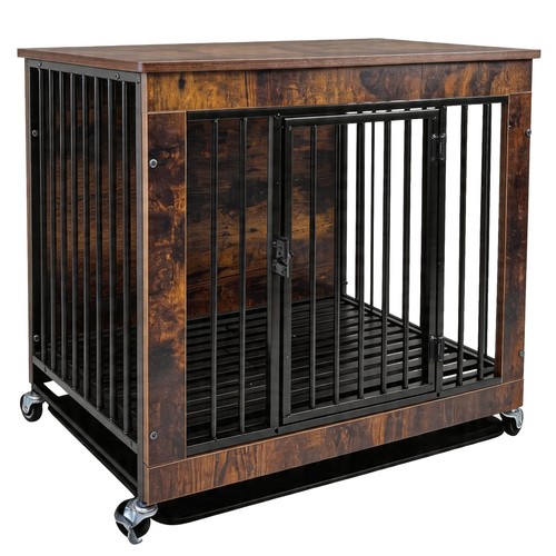 Dual front door wooden dog - front,