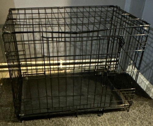 Black folding steel wire dog - black,