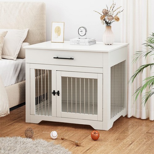 White dog cage crate - white,