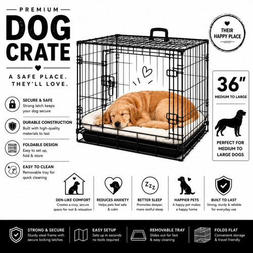 Premium folding dog crate - folding,