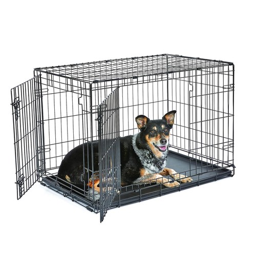 Foldable black dog - black, cage