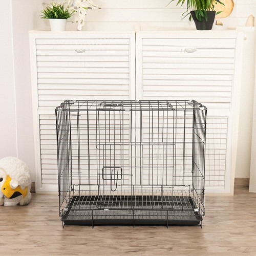 Black dog cage - black,