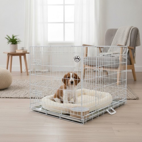 Galvanised steel dog crate - steel,