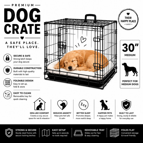 Premium folding dog crate - dog,