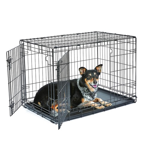 Foldable black dog - black, cage