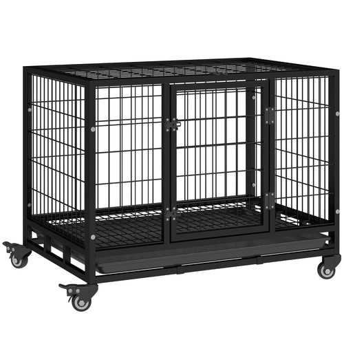 Pawhut metal kennel cage with - kennel,